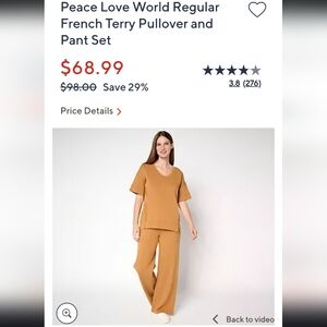 NWT $98 Peace Love World French Terry Loungewear Set [Size MP]